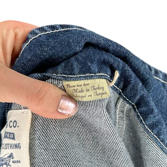 LEVI’S Blue Ombre Fringe Oversized Button Front Made & Crafted Ranch Dress XS - Picture 6 of 8